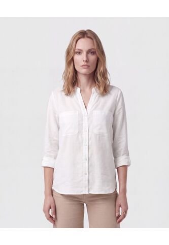 Blusa Manga Larga Con Escote En V Para Mujer  Para Mujer Blanco Patprimo Patprimo