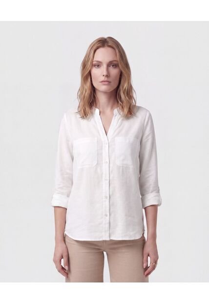 Blusa Manga Larga Con Escote En V Para Mujer  Para Mujer Blanco Patprimo