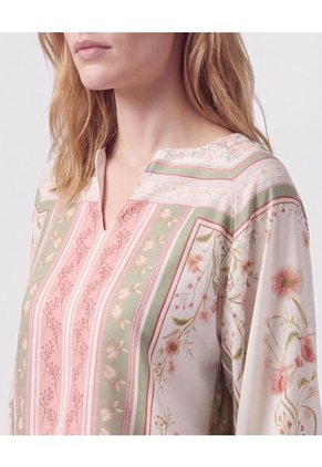 Blusa Con Cuello En V Y Manga Larga Mujer  Para Mujer Rosa Patprimo