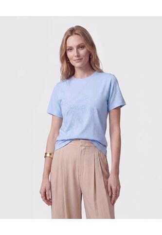 Camiseta Con Bordado Para Mujer  Para Mujer Azul Patprimo Patprimo