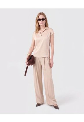 Blusa Unicolor De Manga Corta Mujer Para Mujer Rosa Patprimo