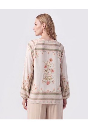 Blusa Con Cuello En V Y Manga Larga Mujer  Para Mujer Rosa Patprimo