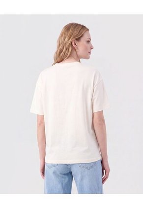 Camiseta Con Aplique Tejido Para Mujer  Para Mujer Crema Patprimo