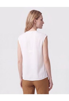 Blusa Con Alforjas Y Escote En V Mujer  Para Mujer Blanco Patprimo