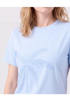 Camiseta Con Bordado Para Mujer  Para Mujer Azul Patprimo