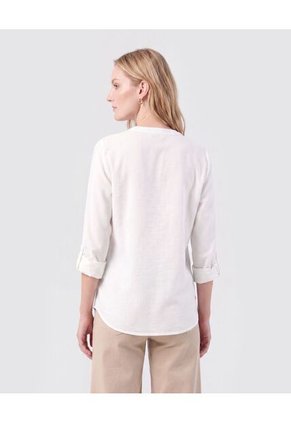 Blusa Manga Larga Con Escote En V Para Mujer  Para Mujer Blanco Patprimo