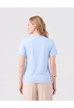 Camiseta Con Bordado Para Mujer  Para Mujer Azul Patprimo
