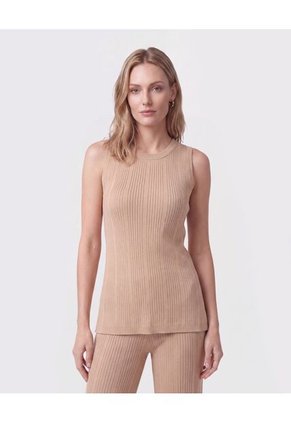 Camiseta En Tejido De Rib Para Mujer Para Mujer Café Patprimo