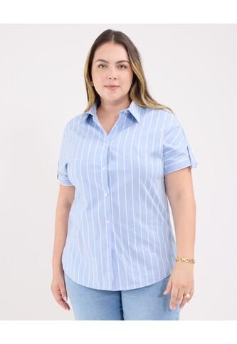 Camisa Para Mujer Manga Corta Color Azul Marca Patprimo #14010195 Patprimo