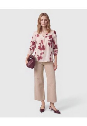 Blusa Manga 3/4 De Cuello Recto Para Mujer Para Mujer Crema Patprimo