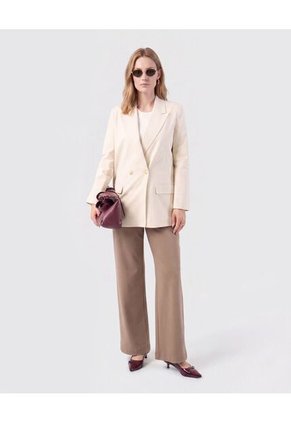 Saco Cuello Redondo Con Botones En Puños  Para Mujer Blanco Patprimo