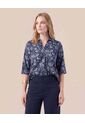 Blusa De Cuello Clásico Y Manga Al Codo Mujer  Para Mujer Azul Patprimo de Patprimo