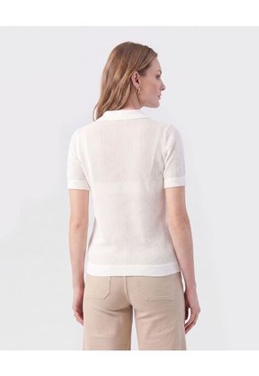 Polo Manga Corta Cuello Tejido Para Mujer  Para Mujer Blanco Patprimo