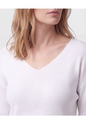 Saco Tejido En Rib Con Cuello En V Para Mujer Para Mujer Blanco Patprimo