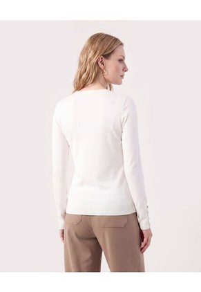 Saco Cuello Redondo Con Botones En Puños  Para Mujer Blanco Patprimo