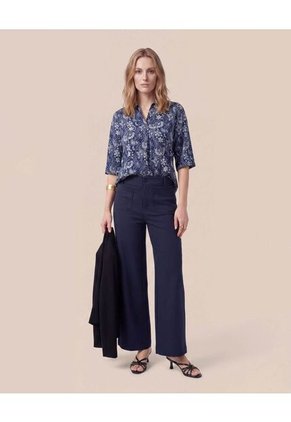 Blusa De Cuello Clásico Y Manga Al Codo Mujer Para Mujer Azul Patprimo
