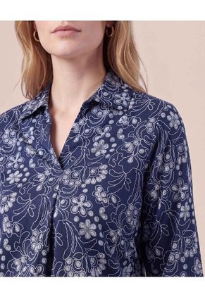 Blusa De Cuello Clásico Y Manga Al Codo Mujer Para Mujer Azul Patprimo