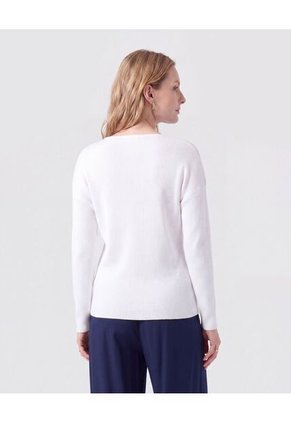 Saco Tejido En Rib Con Cuello En V Para Mujer Para Mujer Blanco Patprimo