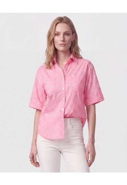Camisa Manga Corta Con Bolsillo Mujer  Para Mujer Rosa Patprimo