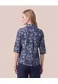 Blusa De Cuello Clásico Y Manga Al Codo Mujer  Para Mujer Azul Patprimo de Patprimo