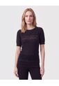 Camiseta De Punto Calado Para Mujer  Para Mujer Negro Patprimo de Patprimo