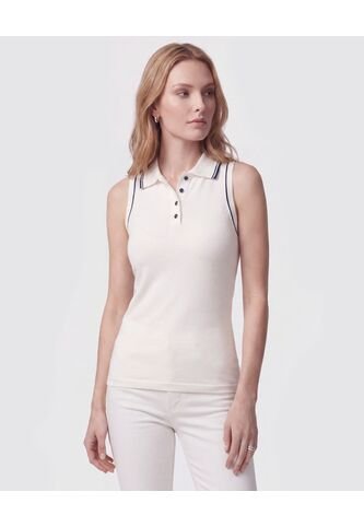 Polo Texturizada Cuello En Contraste Mujer  Para Mujer Blanco Patprimo Patprimo