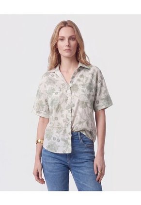 Camisa Manga Corta Con Dobladillo Mujer Para Mujer Verde Patprimo