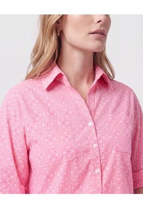 Camisa Manga Corta Con Bolsillo Mujer Para Mujer Rosa Patprimo