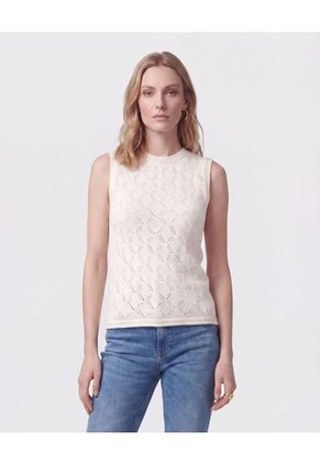 Camiseta De Punto Con Textura Para Mujer Para Mujer Beige Patprimo