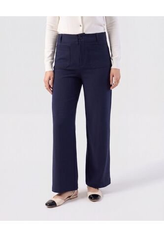Pantalón Recto Con Bolsillos Parche Mujer  Para Mujer Azul Patprimo Patprimo