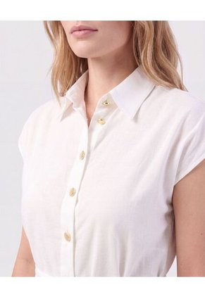Vestido Camisero Midi Sin Mangas Con Cinturón Mujer  Para Mujer Blanco Patprimo
