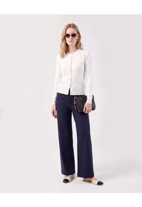 Pantalón Recto Con Bolsillos Parche Mujer  Para Mujer Azul Patprimo