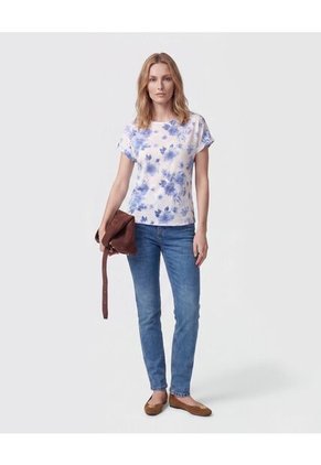 Blusa De Cuello Redondo Y Manga Corta Mujer  Para Mujer Blanco Patprimo