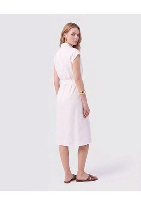 Vestido Camisero Midi Sin Mangas Con Cinturón Mujer  Para Mujer Blanco Patprimo