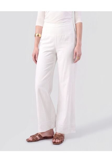 Pantalón De Bota Ancha Con Encaje Para Mujer  Para Mujer Blanco Patprimo