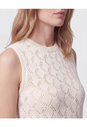 Camiseta De Punto Con Textura Para Mujer Para Mujer Beige Patprimo