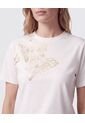 Camiseta Con Bordado Floral Para Mujer  Para Mujer Crema Patprimo de Patprimo
