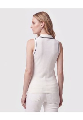 Polo Texturizada Cuello En Contraste Mujer  Para Mujer Blanco Patprimo