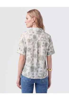 Camisa Manga Corta Con Dobladillo Mujer Para Mujer Verde Patprimo