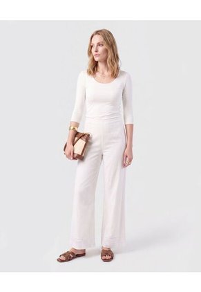 Pantalón De Bota Ancha Con Encaje Para Mujer Para Mujer Blanco Patprimo