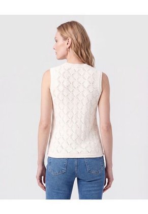 Camiseta De Punto Con Textura Para Mujer Para Mujer Beige Patprimo