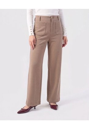 Pantalón Recto Con Bolsillos Parche Mujer Para Mujer Café Patprimo