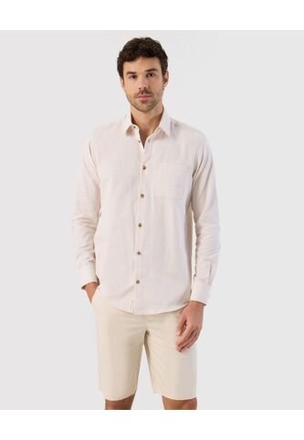 Camisa  Para Hombre Manga Larga Con Bolsillo Cuello C Color Beige Marca Patprimo #44017309 Patprimo