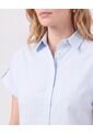 Camisa De Mujer Con Manga Corta Doblada  Para Mujer Azul Patprimo de Patprimo