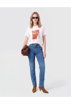 Camiseta Básica Con Estampado Metalizado Para Mujer  Para Mujer Blanco Patprimo