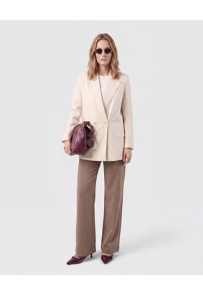 Pantalón Recto Con Bolsillos Parche Mujer Para Mujer Café Patprimo