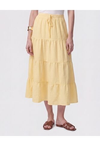 Falda Midi Con Boleros Y Ajuste De Lazo Mujer  Para Mujer Amarillo Patprimo Patprimo