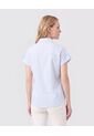Camisa De Mujer Con Manga Corta Doblada  Para Mujer Azul Patprimo de Patprimo
