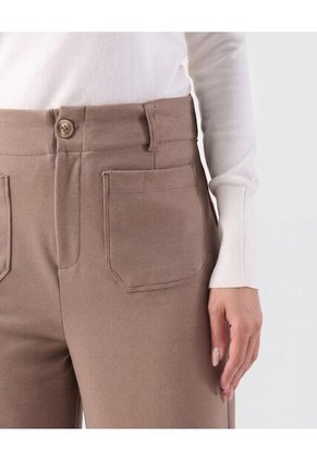 Pantalón Recto Con Bolsillos Parche Mujer Para Mujer Café Patprimo