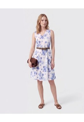 Vestido Midi Con Cinturón Mujer Para Mujer Azul Patprimo